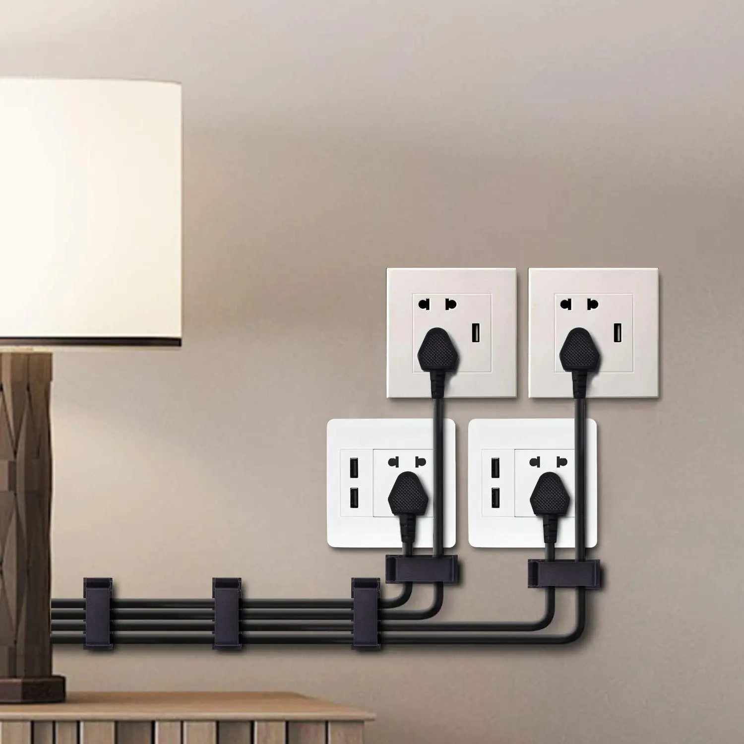 50-Pcs Self Adhesive Cable Management Clips, for TV, PC, Laptop, Ethernet Cable, Desktop, Home, Office (Black) pattanaustralia